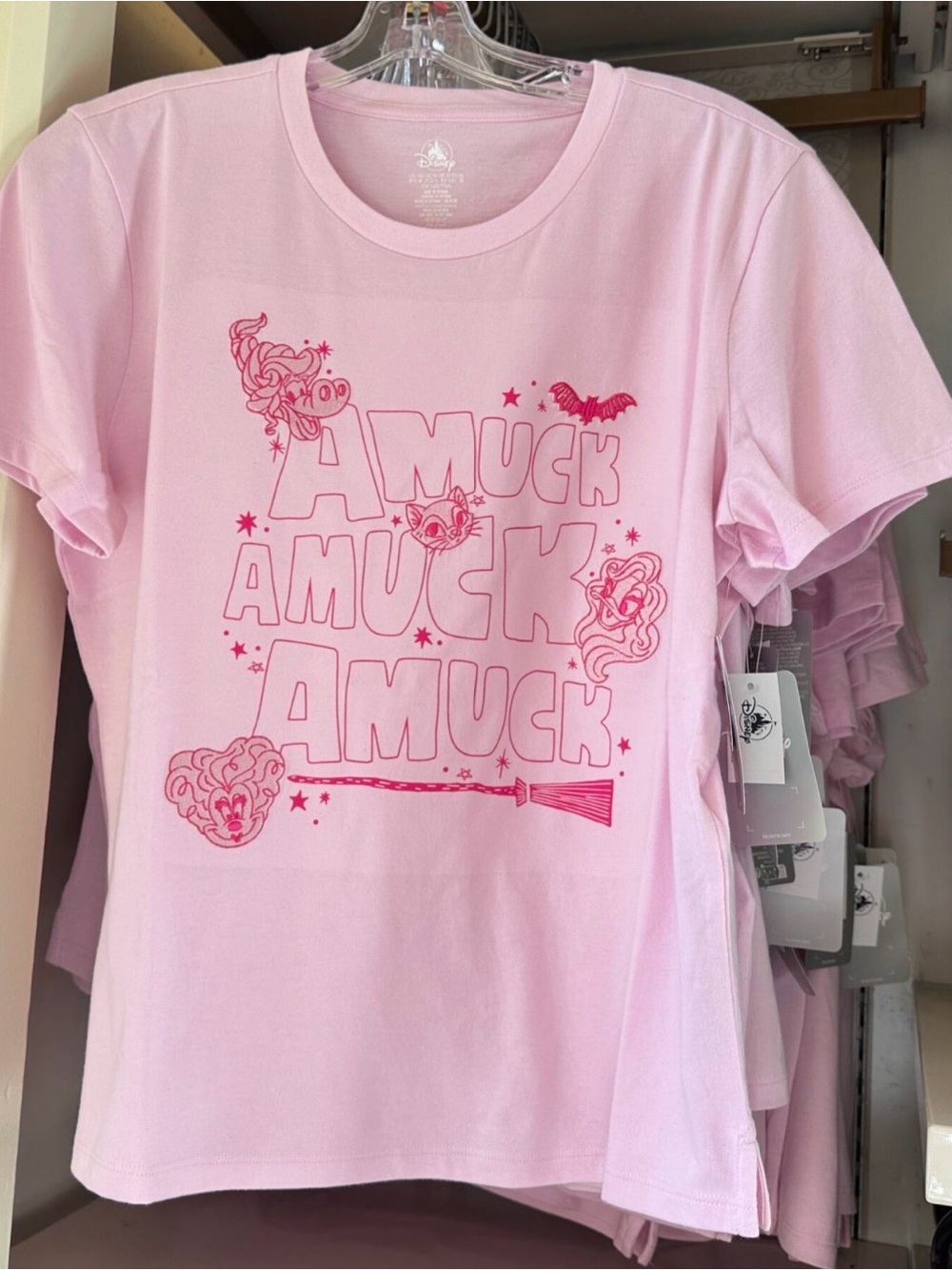 2026 Disney Park Halloween Hocus Pocus Minnie, Daisy, Clarabelle Pink Shirt